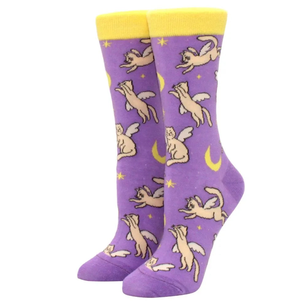 Novelty Woman Socks Harajuku Cotton Funny Happy Cartoon Cat Dog Pattern Unisex Socks Men Novelty Kawaii Socks - Matrix Studios