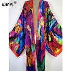 2022 New WINYI Summer Butterfly Printing Beach Wear Swim Suit Elegant Africa Women Boho Cardigan Sexy Holiday Long Sleeve Kimono - Matrix Studios