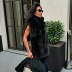 Chic Turtleneck Fur Vest Women All-matching Solid Sleeveless Fluffy Cozy Vests Female 2025 Autumn Winter Lady Layering New - Matrix Studios
