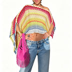 Combhasaki Women Knitwear Bikini Cover-up See-through Solid Off Shoulder Irregular Triangle Hem Loose Pullover Summer Beach Tops - Matrix Studios