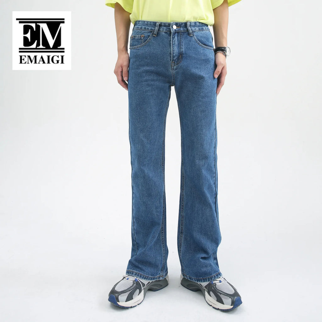 Male Japan Korea Style Vintage Denim Trousers Pant Men High Street Hip Hop Casual Hole Small Flare Jeans Pant - Matrix Studios