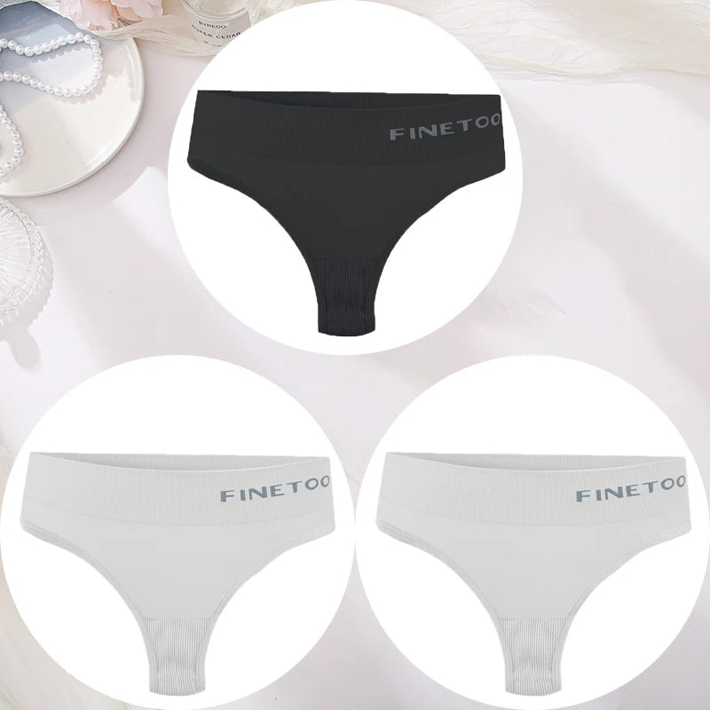 3PCS/Set Women's Panties Sexy Underwear FINETOO Large Size Thong Women Seamless Panties High Waist Girls Thongs M-2XL - Matrix Studios