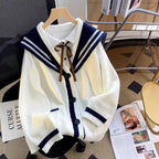 Sweet Sailor Collar Sweaters for Women 2025 New Loose College Style Cardigan Woman - Matrix Studios