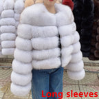 QUEENTINA Fox Fur Coat Long Sleeves Real Winter Women'S Brown 2025 Leather And Skin Clothing Natural New In Coats & Jackets - Matrix Studios