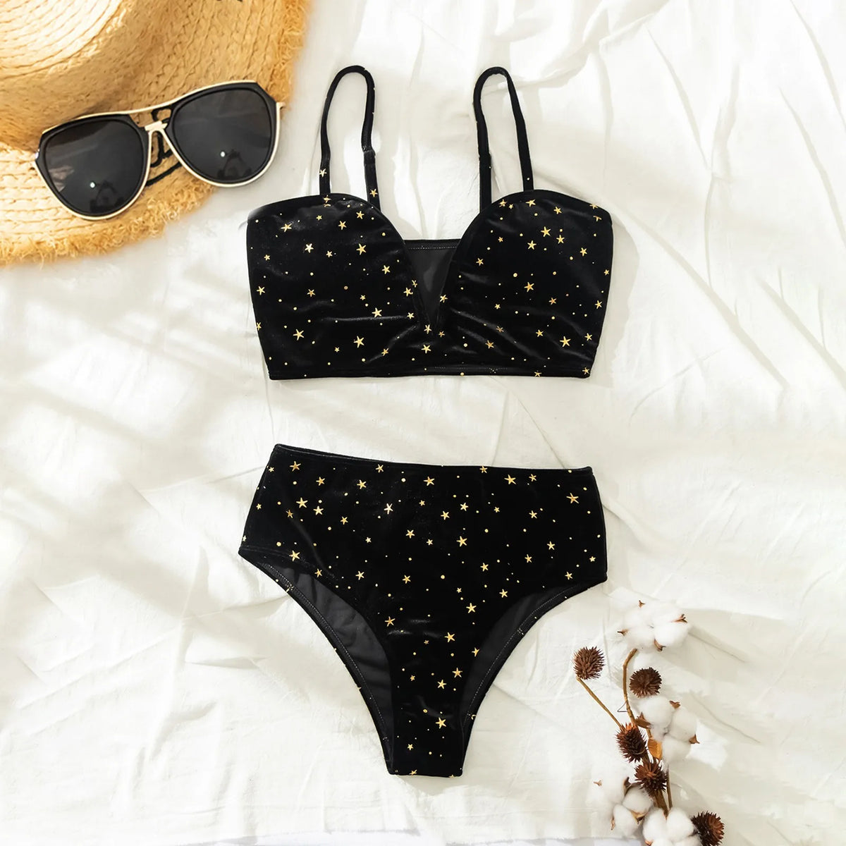 Fashion Piece Swimsuit Swimsuit Velvet Two Sexy Women'S Split Printed Bikini Swimwears Tankinis Women Board Shorts Bathing Suit - Matrix-studios.com
