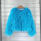 Colorful Warm Faux Women Fur Coat Loose Black White Pink Plush Coat Female Jacket Fur Autumn Winter Shaggy Outerwear - Matrix Studios
