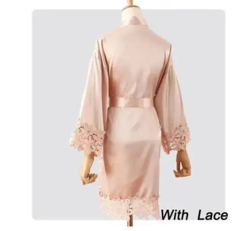 Summer Lace Sleepwear Bride&Bridemaid Wedding Robe Gown Solid Embroidery Kimono Bathrobe Women Casual Home Night Dress M L Xl - Matrix-studios.com