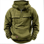 New Autumn-Winter Men's Hooded Solid-Color Casual Hoodie - Fashionable Young Man's Multi-Pocket Patch Hoodie Pullover Shirt - Matrix Studios