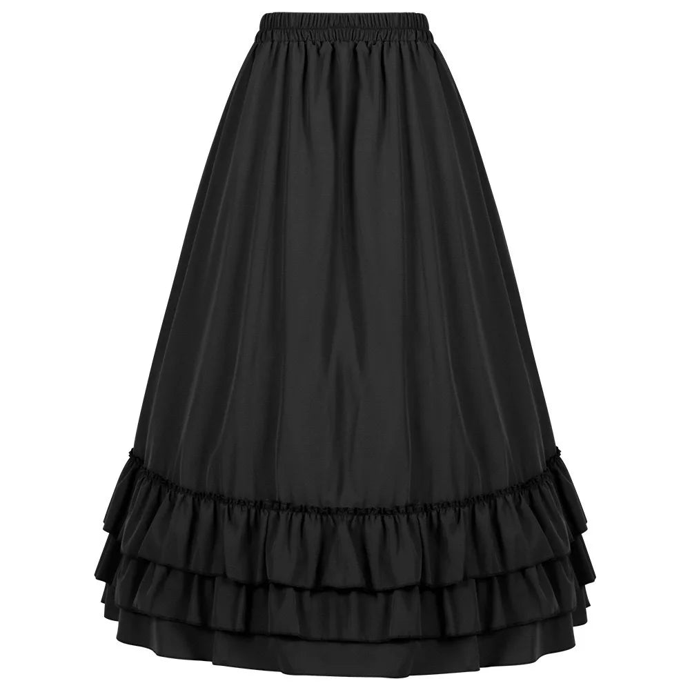 Brown Ruffled High Waisted Long Victorian Skirt Steampunk Skirts Womens Party Wear Gothic Vintage Clothes Medieval Costume Sexy - Matrix-studios.com