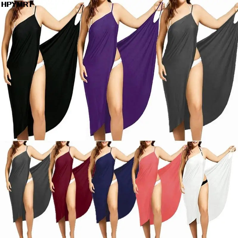 2022 5XL Summer Ladies Halter Dress Solid Color Sexy Suspenders Cross Sleeveless Ladies Clothes Beach Skirt Female Clothing Tops - Matrix-studios.com