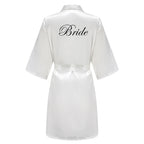 Wedding Party Team Bride Robe With Black Letters Kimono Satin Pajamas Bridesmaid Bathrobe SP003 - Matrix-studios.com