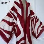 WINYI Kimono Zebra Print Cardigan Abaya Dubai Luxury Elegant Beach Outfits Long Coat Women Sexy Cotton Feeling Dress Kaftan - Matrix Studios