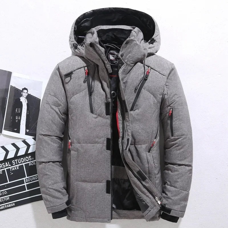 New Winter Men Hooded Casual  Puffer Jackets White Duck Down Coats High Quality Male Outdoor Windproof Warm Winter Parkas Size 5 - Matrix Studios