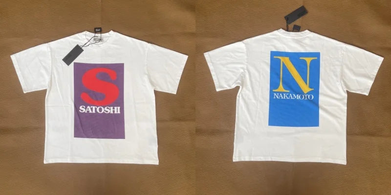 Good Quality Damaged Hole Oversized Tee Logo Embroidery Satoshi T-Shirt Washed Brown Black T Shirt Man - Matrix-studios.com