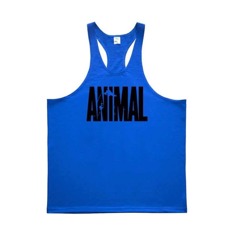 ANIMAL Letter Printed Gym Clothing Mens Bodybuilding Fitness Tank Top Cotton Raceback Stringer Singlets Workout Sleeveless Shirt - Matrix Studios