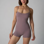 Hot Women Sexy Lace Patchwork Bodysuit Sports FitnessSkinny Shaperwear Camisole Square Neck Spaghetti Strap Slimming Bodycon - Matrix-studios.com