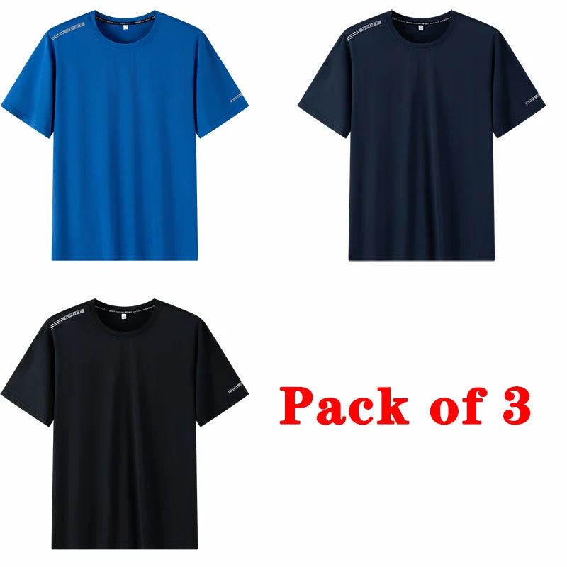 Plus Size T-shirt Men for 110-175kg Pack of 1/3 Breathable Quick Dry Tees Big Oversized Round Neck Short Sleeve Sport T-shirt - Matrix Studios