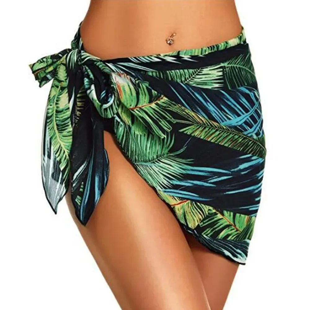Summer Women Short Solid Sarong Swimsuit Coverups Beach Bikini Wrap Sheer Short Skirt Chiffon Skirt Scarf Swimwear Cover-ups - Matrix Studios