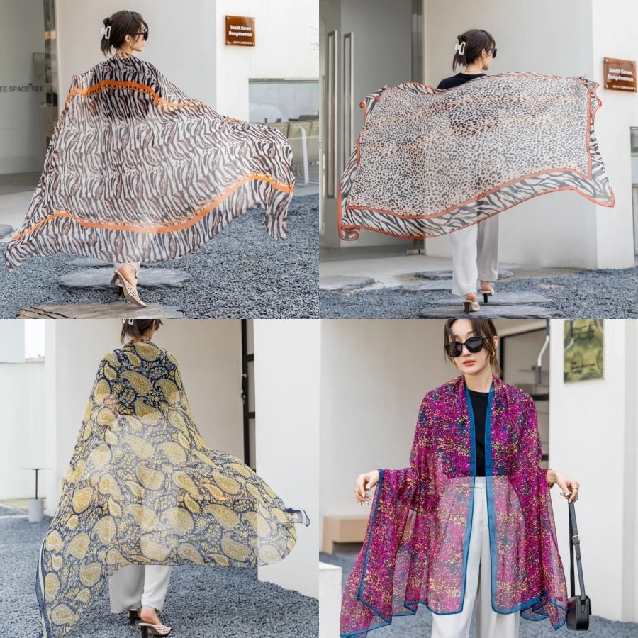 Thin Transparent Travel Beach Sunscreen Scarf for Women Bikini Large Shawl Sarong Wrap Brazilian Swimsuit Cover-ups 125x180cm - Matrix Studios