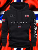 NORWAY printing Autumn winter models Men's Fleece windproof Warm Cotton Oversized Hoodie Outdoor Commuter Men's High Elastic top - Matrix Studios