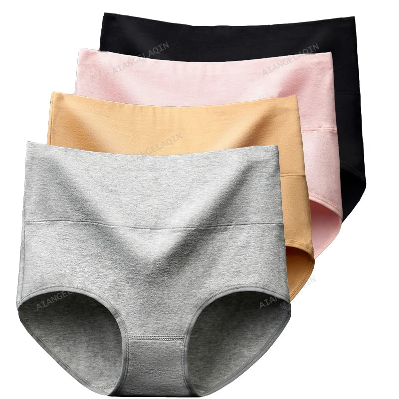 4Pcs Cotton Panties Women High Waist Underwear Body Slim Abdominal Shapers Plus Size Panties Briefs Girls Sexy Lingeries Female - Matrix Studios