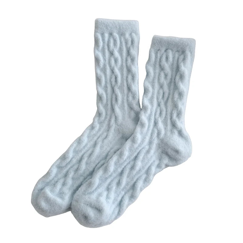 Warm Women's Socks New Winter Japanese Fashion Solid Color Fluffy Socks For Girls Home Thick Cute Floor Socks Kawaii Autumn Soft - Matrix Studios