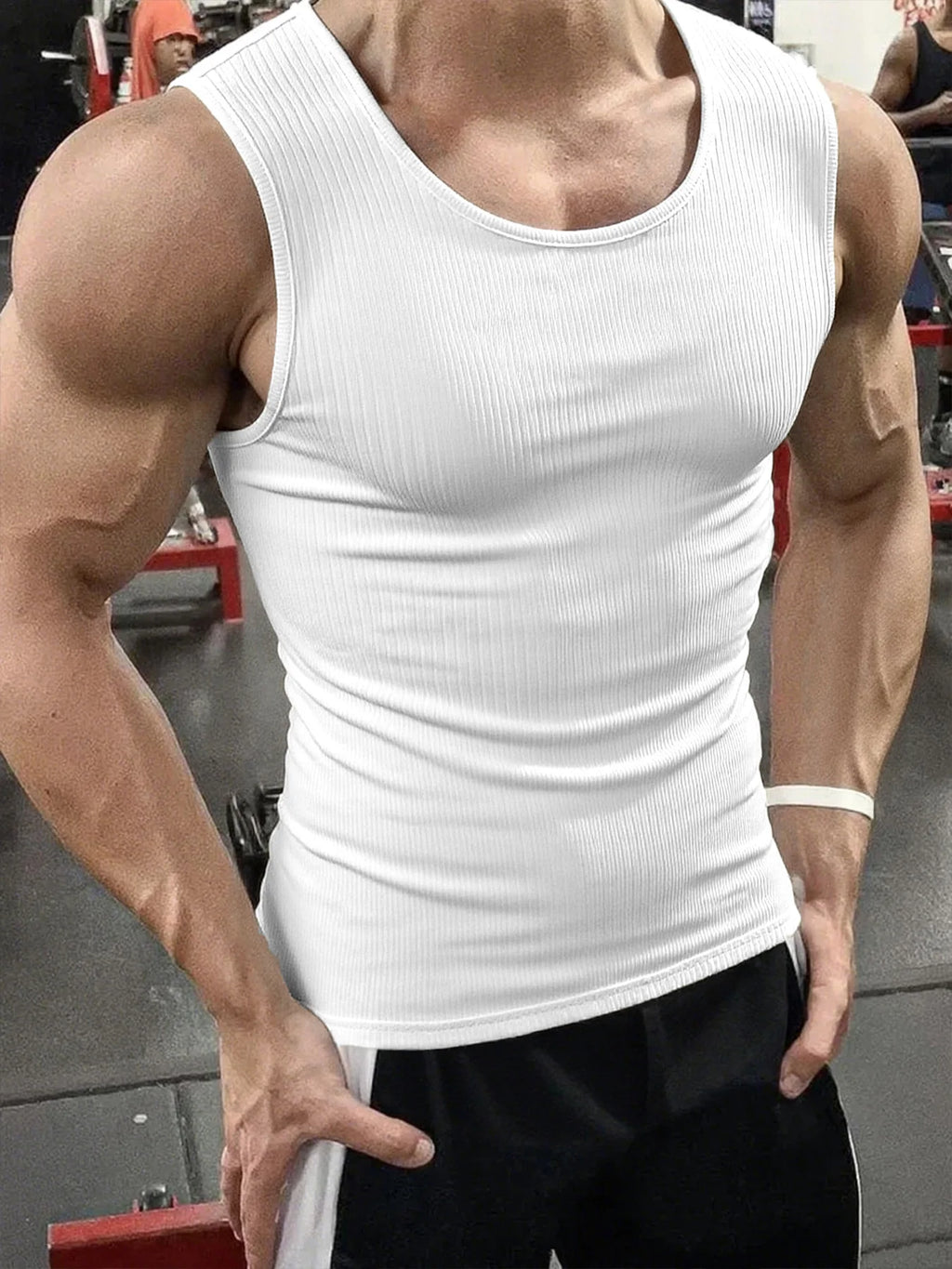 Summer Men's O-neck Vest Stripe Gym Tank Top Men Fitness Sleeveless Shirt Sports Undershirt Gyms Clothing Training Vest - Matrix Studios