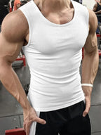 Summer Men's O-neck Vest Stripe Gym Tank Top Men Fitness Sleeveless Shirt Sports Undershirt Gyms Clothing Training Vest - Matrix Studios