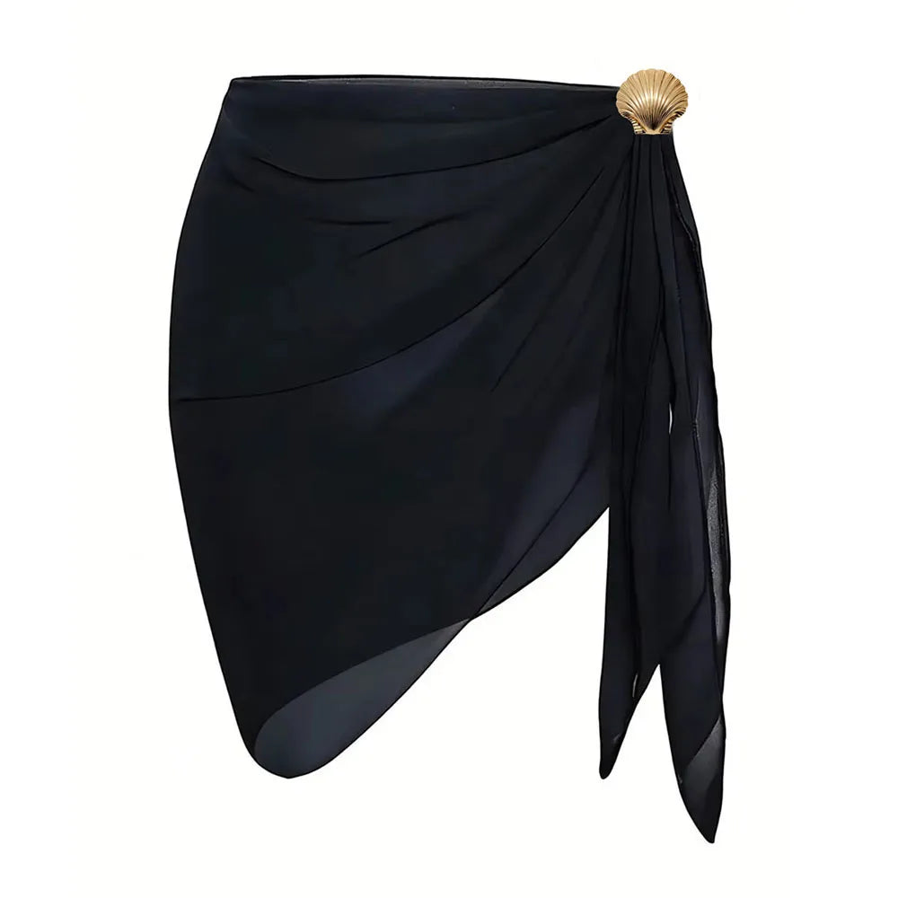 Women Summer Short Sarongs Swimsuit Coverups Beach Bikini Wrap Sheer Short Skirt Chiffon Scarf Cover Ups for Swimwear - Matrix Studios