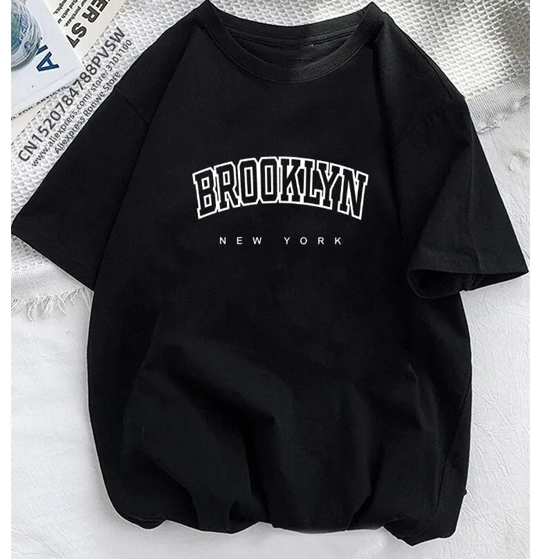Women Brooklyn Letter Print T Shirt Girl Graphic Harajuku 2023 Streewear Clothes Causal Female Y2K Tops Tee - Matrix-studios.com