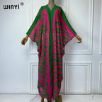 WINYI Africa Bohemia Print Kimonos Loose Dresses for Woman Cardigans Beach Outfits Kaftan Beach Cover Up Evening Dress Maxi Coat - Matrix Studios