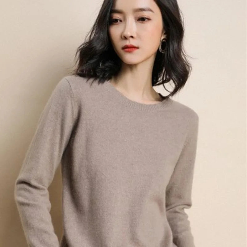 Women Sweater O-neck Autumn Winter Basic Pullover Warm Casual Pulls Jumpers Korean Long-sleeved Solid Knitwear Bottoming Shirt - Matrix-studios.com