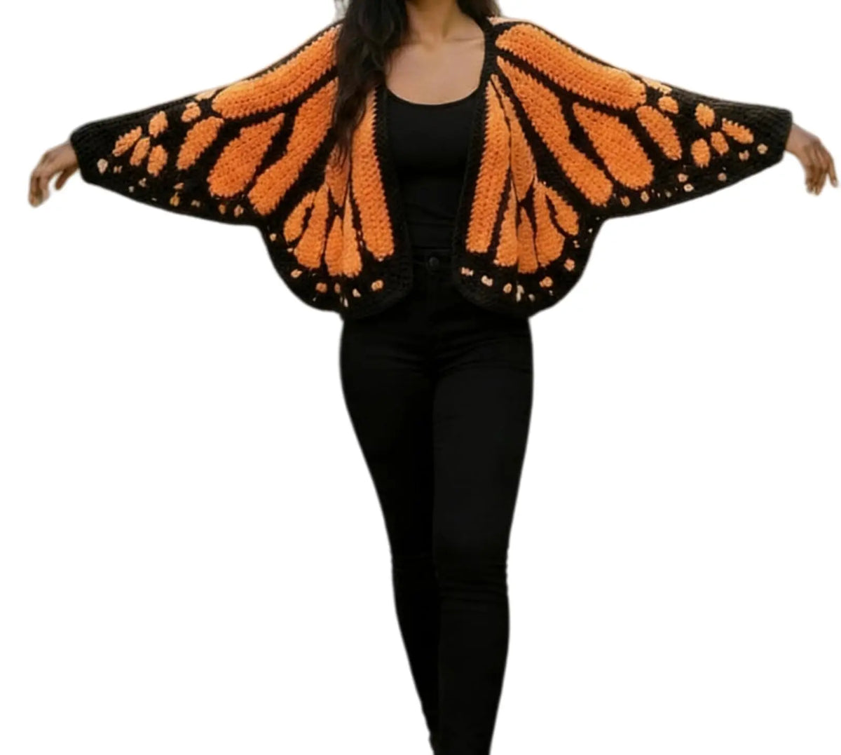 Monarch Butterfly Crochet Knit Cardigan Sweater with Wing Design Women's Fashion Butterfly Cardigan Mother's Day Excellent Gift - Matrix Studios