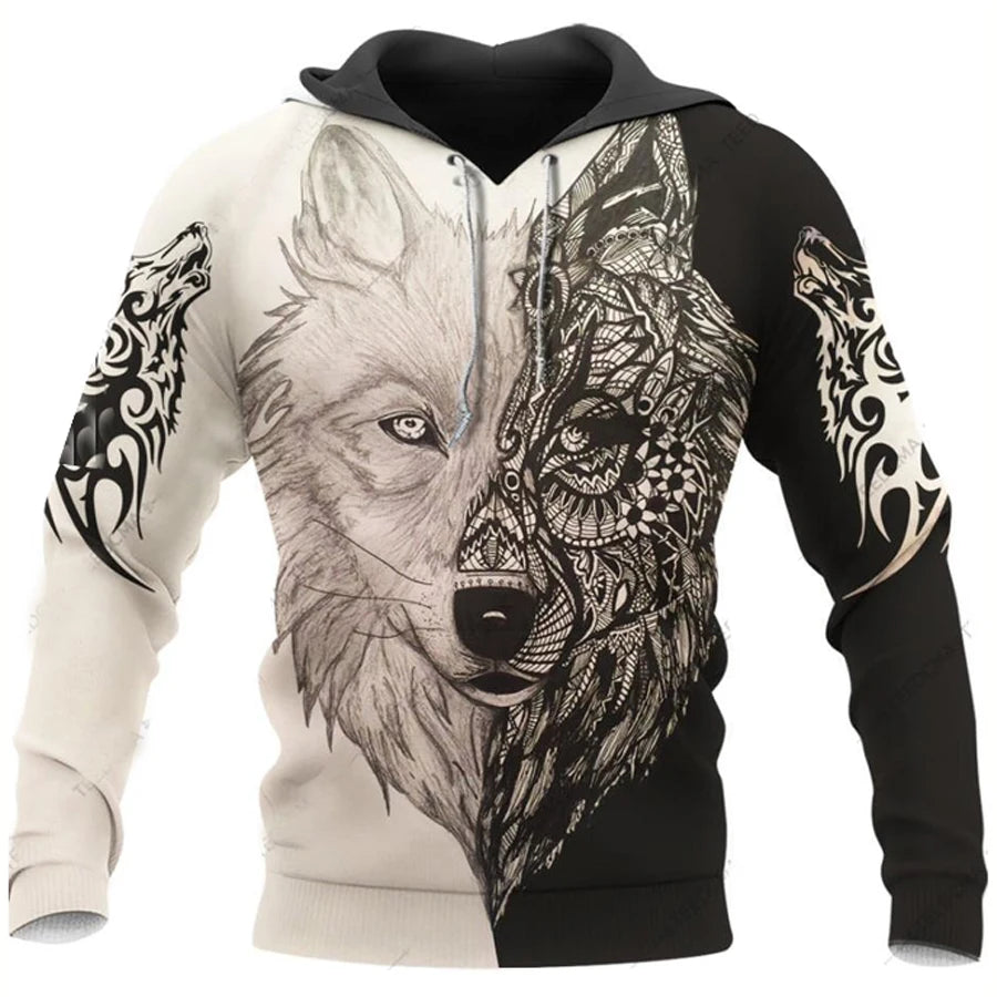 2024 New Hoodie 3d Viking Harajuku Print Pullover Men's Hooded Sweatshirt Oversized Vintage Male Clothing Fall Long Sleeve - Matrix Studios