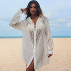 Bikini Cover Up Lace Hollow Crochet Swimsuit Beach Dress Women 2025 Summer Ladies Cover-Ups Bathing Suit Beach Wear Tunic - Matrix Studios