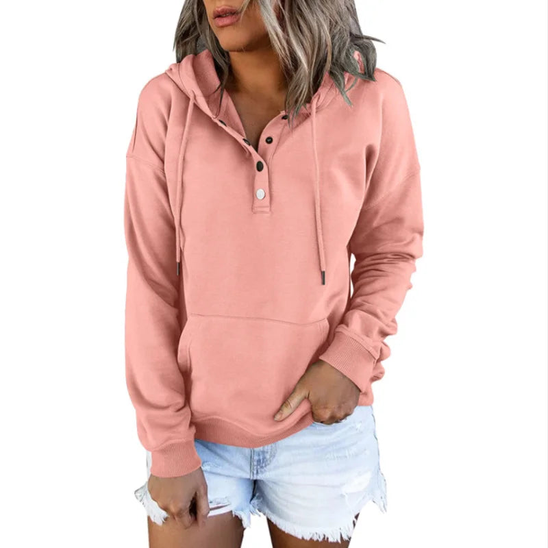 European and N Women's Long-sleeved Loose Casual Hooded Drawstring Pocket Hoodie - Matrix Studios