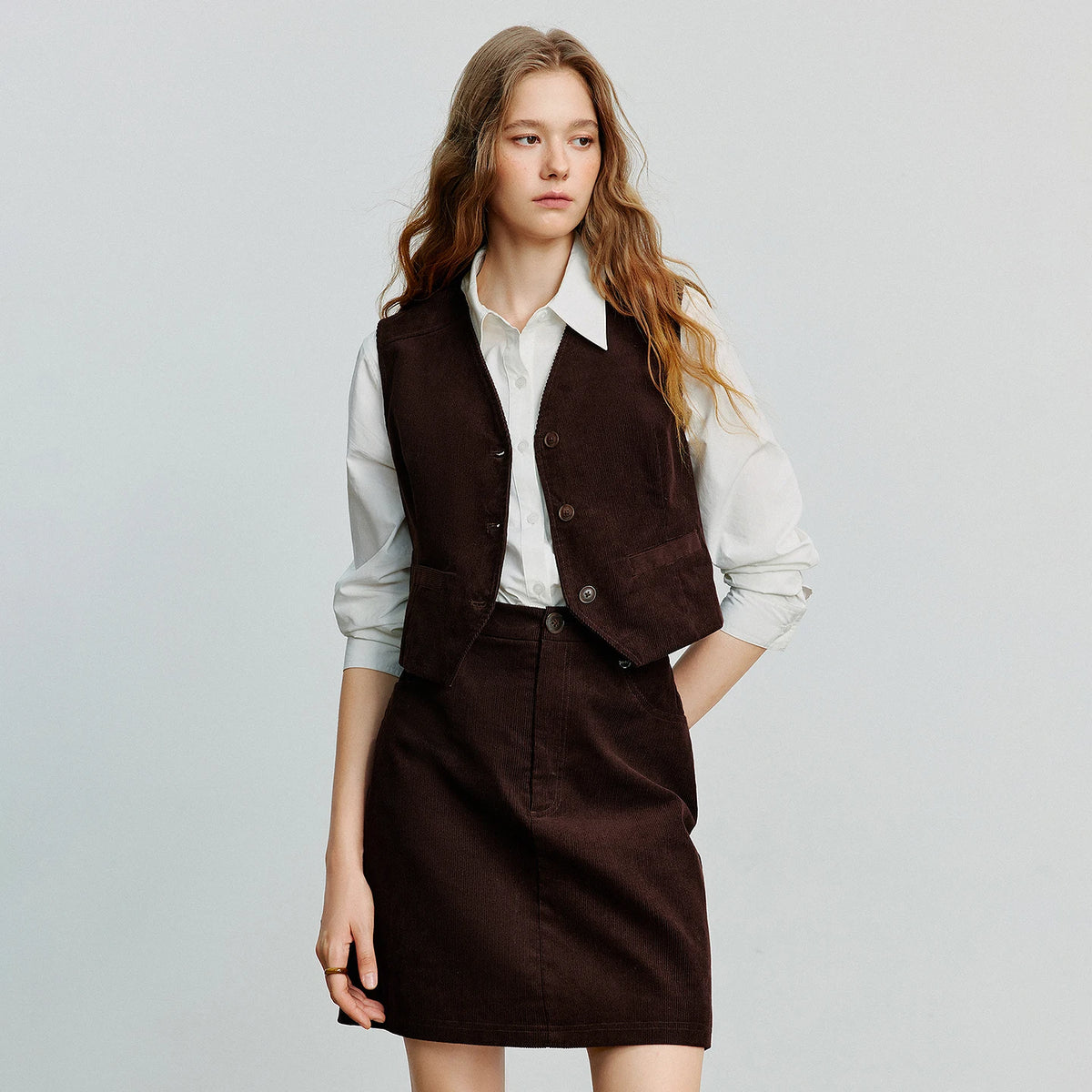 TOYOUTH Women Sleeveless Jacket 2025 Autumn New Retro Old Money Corduroy Slim Waist Short Tank top - Matrix Studios