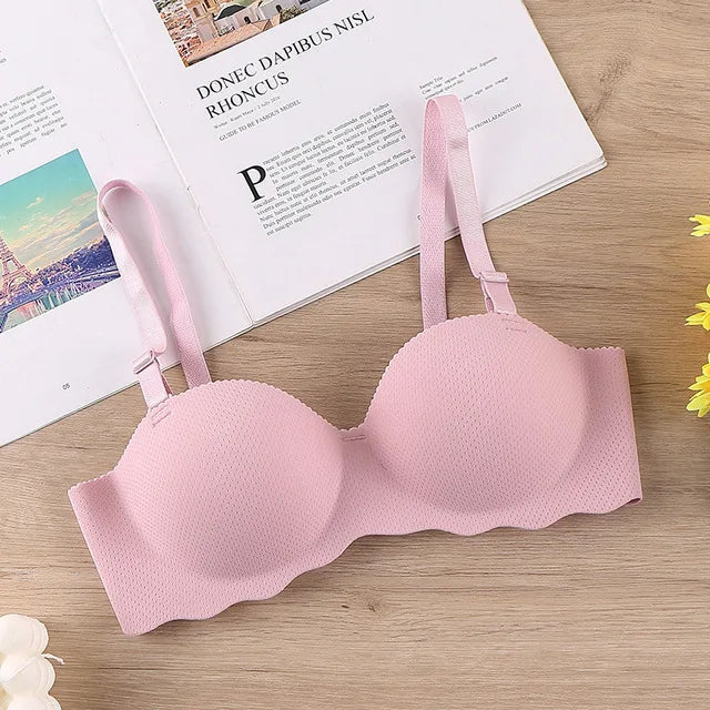 Thin One-piece Seamless Women's Bra Detachable Shoulder Straps Gathered Bralette Comfortable Without Steel Ring Sleep Brassiere - Matrix Studios