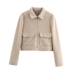 SLTNX Women's Zipper Jacket Coat New Winter Long Sleeve Pocket Outerwear Coat Short Street Elegant Women's Jacket - Matrix-studios.com