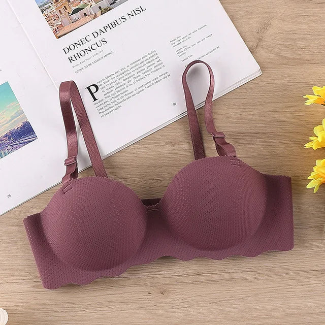 Thin One-piece Seamless Women's Bra Detachable Shoulder Straps Gathered Bralette Comfortable Without Steel Ring Sleep Brassiere - Matrix Studios