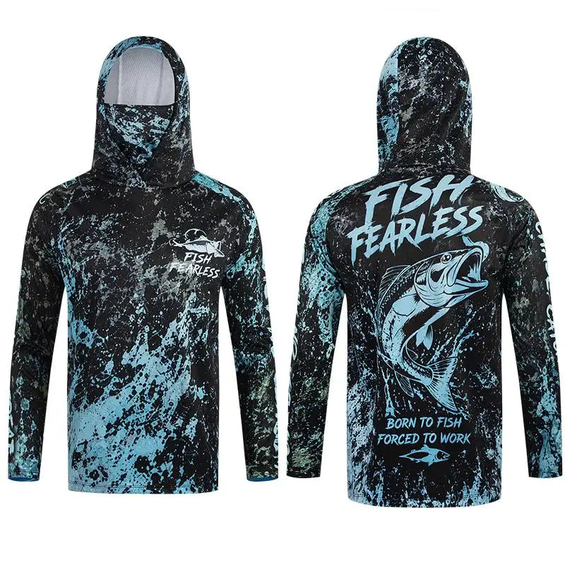 Men's Hooded Fishing Shirt UPF Sun Protection Breathable Long Sleeve Quick Dry Outdoor Angling Jersey With Face Cover - Matrix Studios