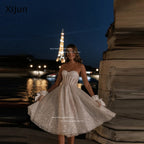 Xijun Glitter Long Wedding Dresses Sweetheart Sleeveless Prom Dresses Tulle Bridal Gowns Bride Robes Vestidos De Novia Evening - Matrix Studios