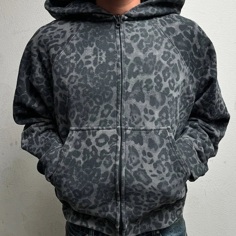 Streetwear Y2K Zip up hoodie Grunge Goth Aesthetics Graphic Print Retro Punk Clothes Oversized Hip Hop Zipper Hoodie sweatshirt