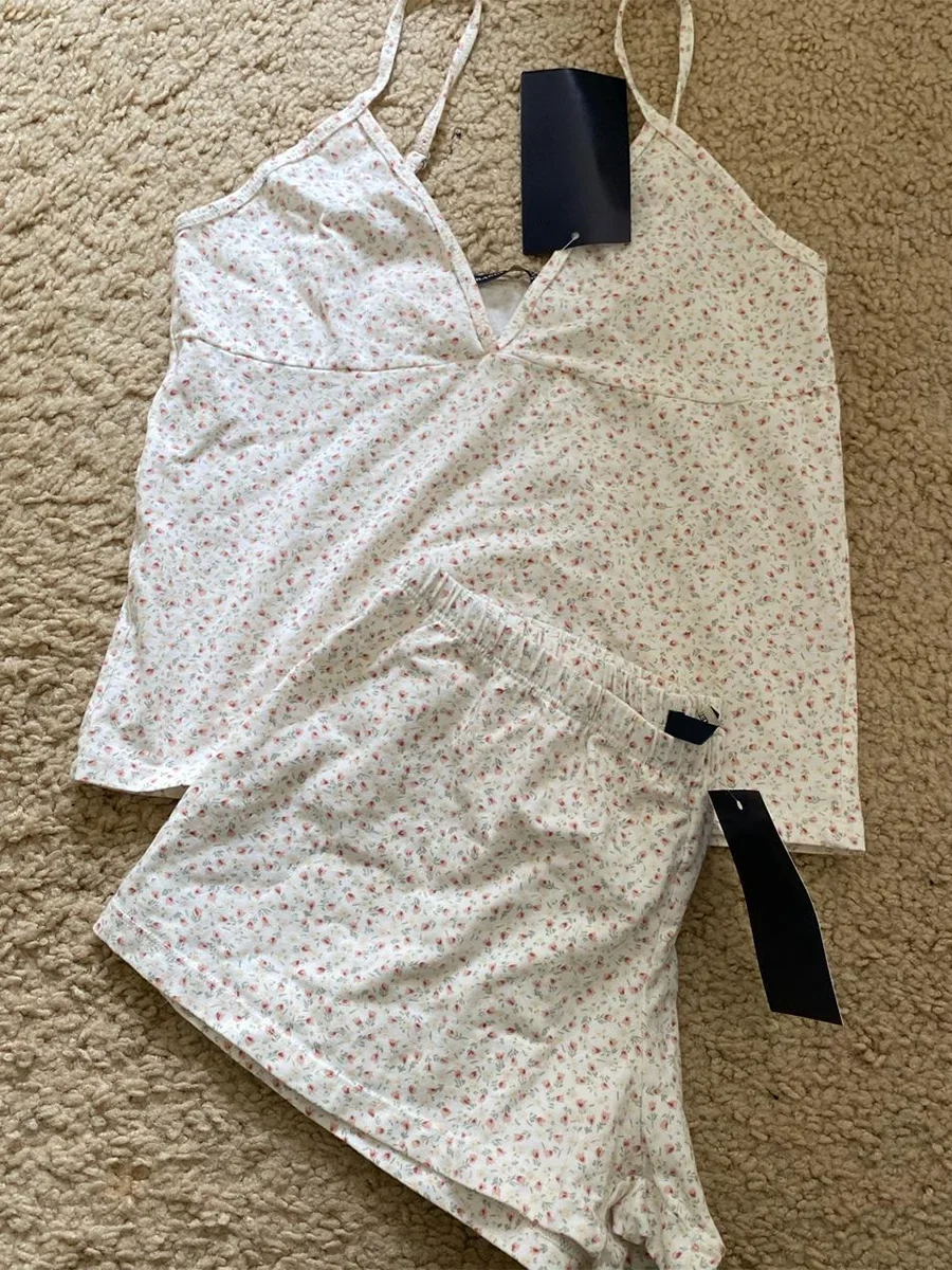Strawberry Vest Shorts 2 Pieces Set Woman Eyelet Bow Slim Tank Top with Elastic Waist Patchwork Straight Short Pant Sweet Sets - Matrix-studios.com