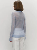 Classic Mohair Knitted Sweater Top Spring and Summer Women's Fashion Micro Perspective Cool Loose Elastic O-neck Knitted Shirt - Matrix Studios