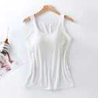 2026 Women's Vest Tops With Built In Bra Neck Vest Padded Slim Fit Tank Tops Sexy Shirts Feminino Casual Underlay shirt slimming - Matrix-studios.com