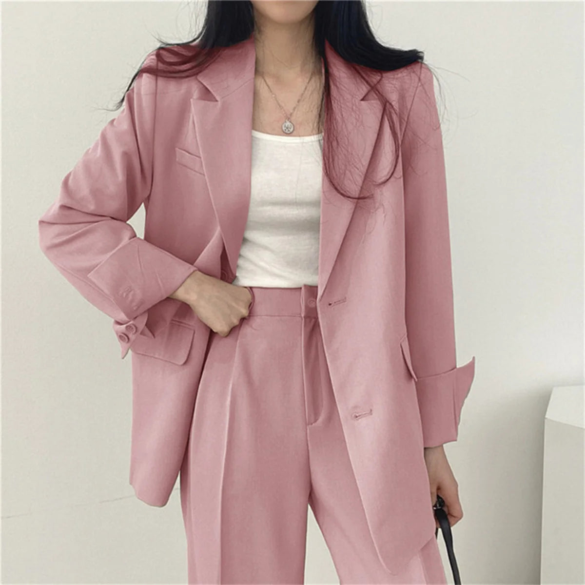 2026 Spring New Women's Clothing Suit Jacket Casual Pants Set Wide Leg Suit Pants Elegant Office Lady Business Suit Set Blazers - Matrix-studios.com