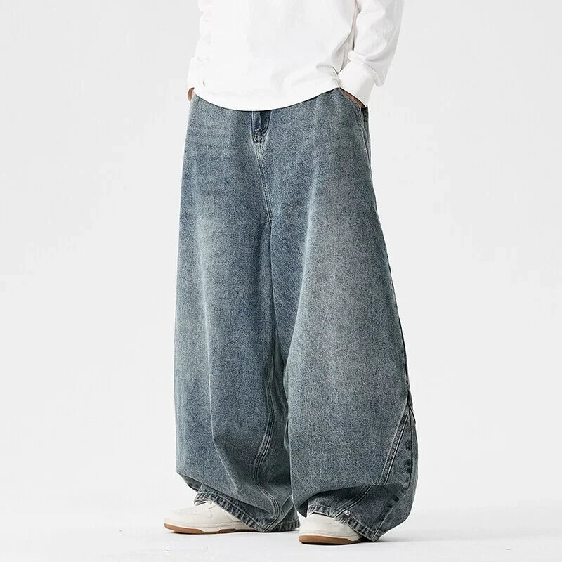 Spring Men Streetwear Denim Pants Men Harajuku Washed Baggy Jeans Men Y2K Fashion Punk Casual High Waist Wide Leg Pants - Matrix Studios