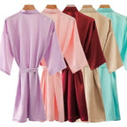 Wedding Party Team Bride Robe With Black Letters Kimono Satin Pajamas Bridesmaid Bathrobe SP2000 - Matrix-studios.com