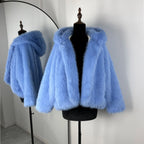 Tuularose Women Fur Coat Women 2025 Plush Red Bomber Jacket Solid Crop Long Sleeve Jacket Warm Winter Coats Female Casual Coats - Matrix Studios